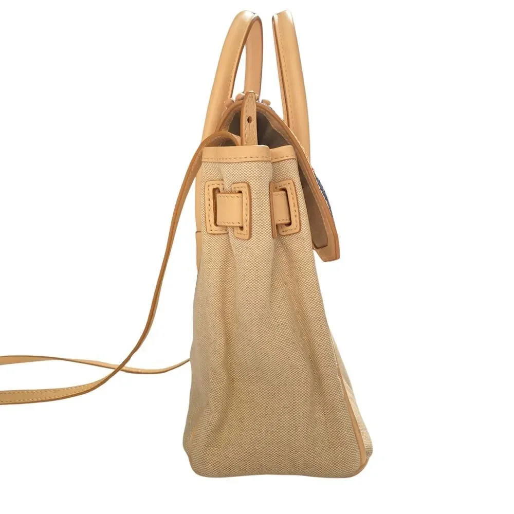 Sam Edelman Sylvia Floral Leather Jute Satchel Boho Convertible Tote